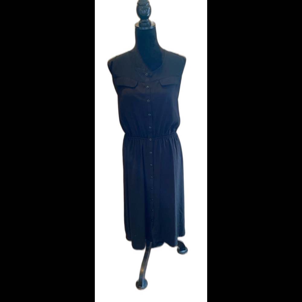 Swimsuit‎ Coverup Dress Plus Size 1X Black Sheer Button Front Elastic Waist